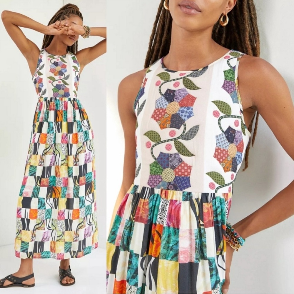 Anthropologie Multicolor Patchwork Maxi Dress